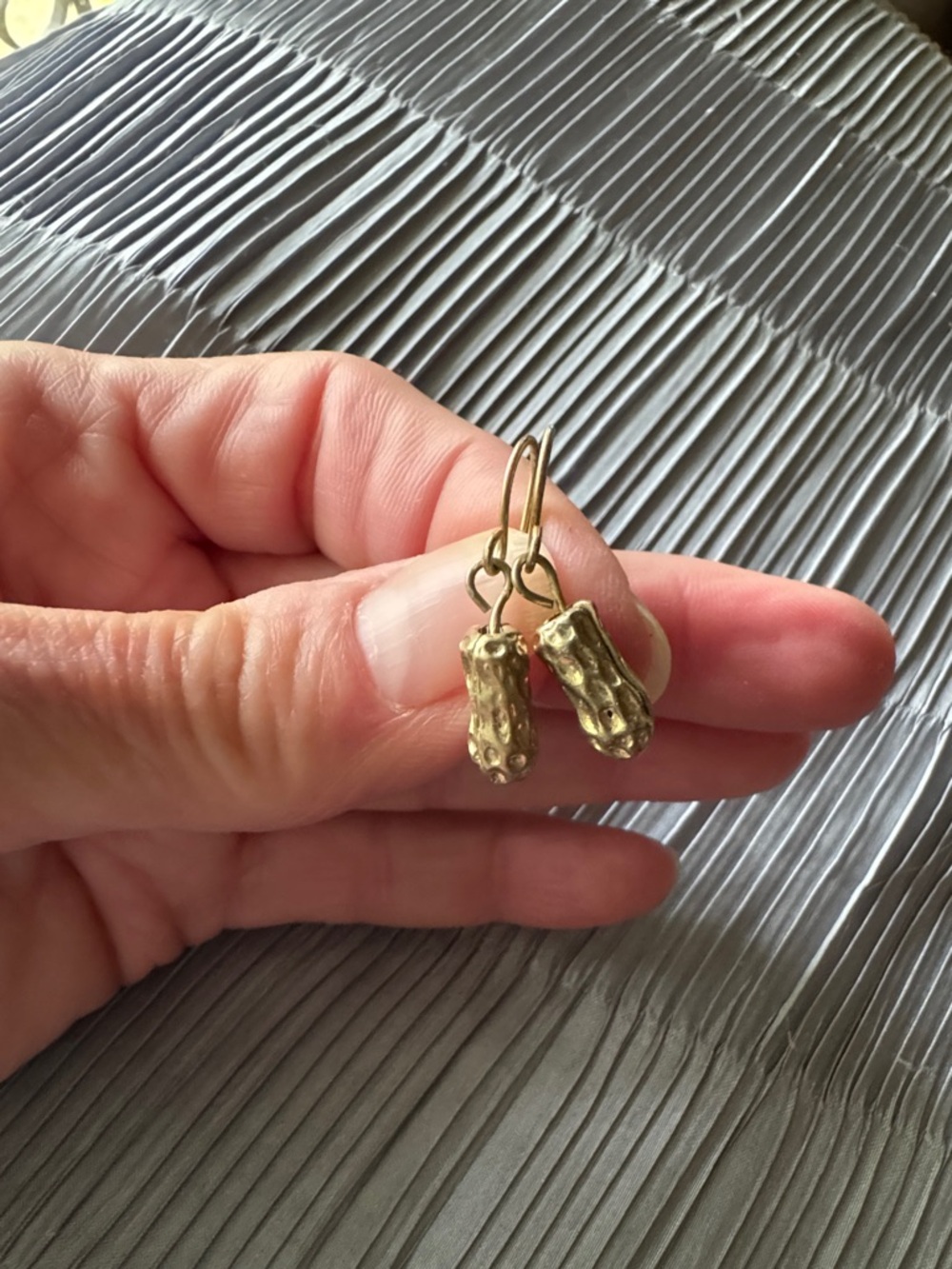 Gold Peanut Charm Drop Earrings - Women Jewelry
